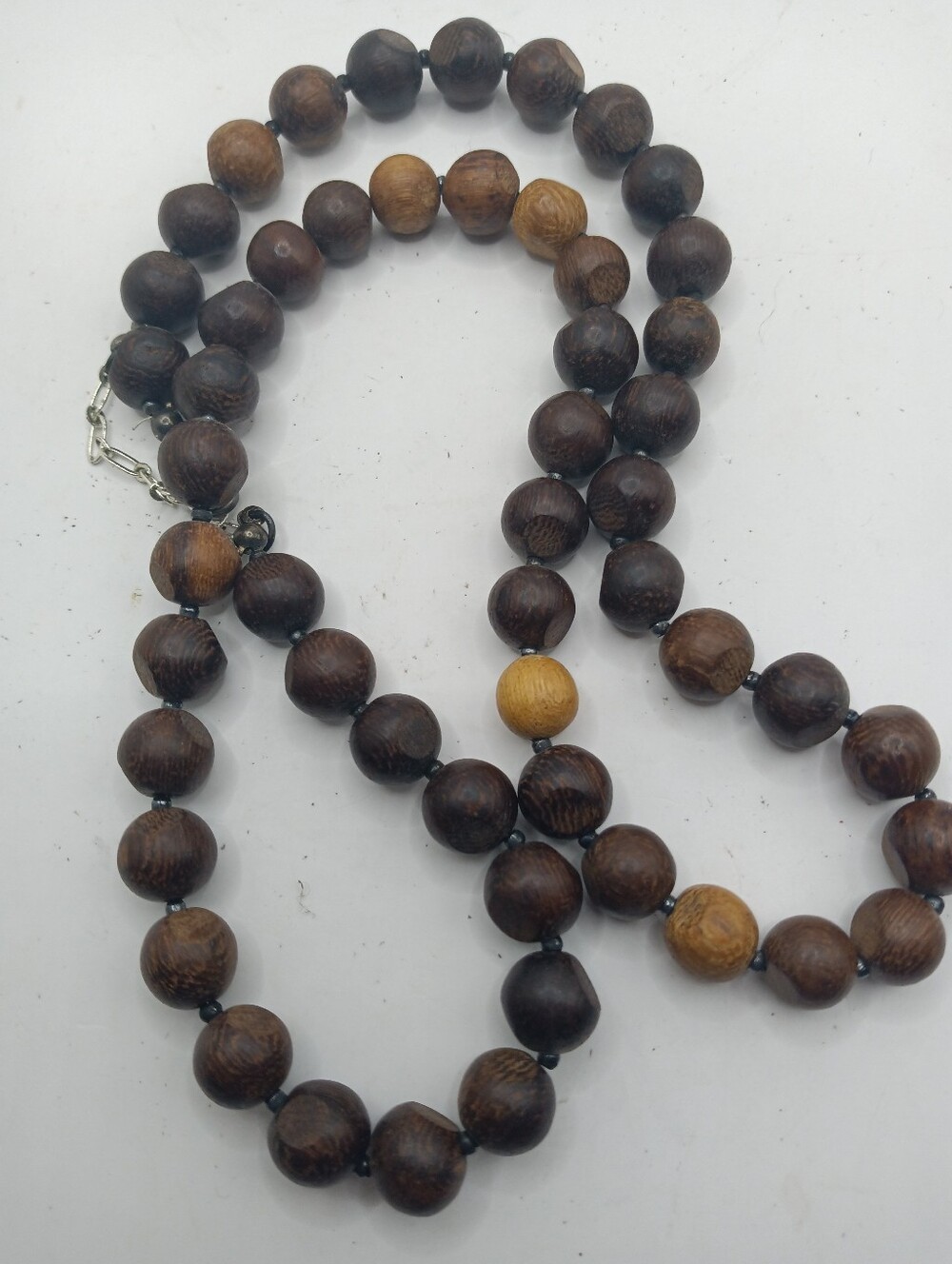 Dark Brown Tan With Tiny Spacers Wood Bead Necklace American Eagle Outfitters